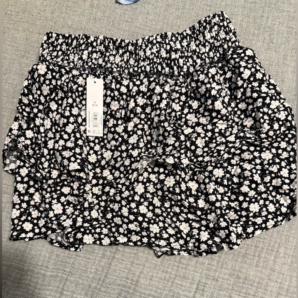 Floral Black and White Skirt